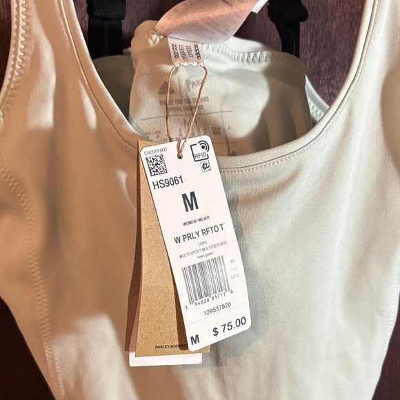 NWT Adidas PARLEY RUN FOR THE OCEANS CROPPED TANK TOP Linen Green M - Picture 6 of 7